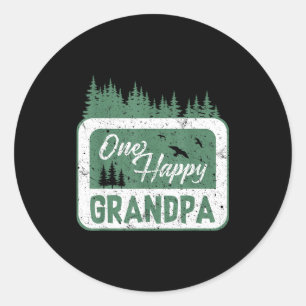 Eén blije opa-c camper 1e verjaardag Camng Beer  Ronde Sticker
