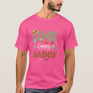 Eén blije papa-camper eerste verjaardag campingfee t-shirt