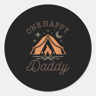 Eén blije papa kampeerder 1e verjaardag kamperen f ronde sticker