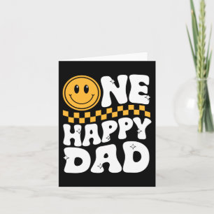 Eén blije vader retro smiley gezicht Vaderdag Kaart