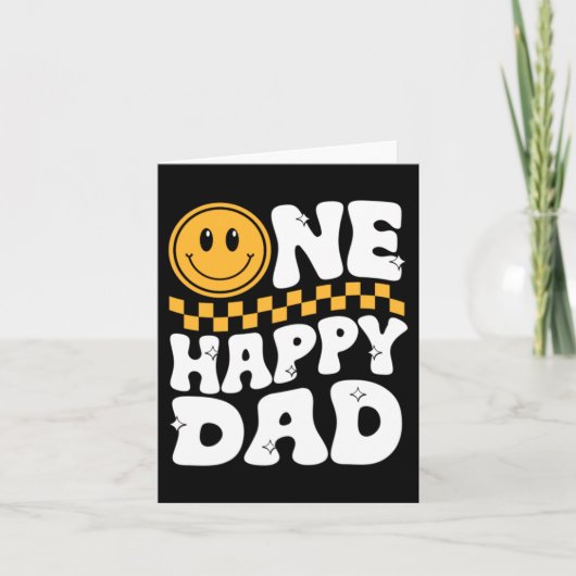 Eén blije vader retro smiley gezicht Vaderdag Kaart (Voorkant)