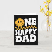 Eén blije vader retro smiley gezicht Vaderdag Kaart (Gele Bloem)