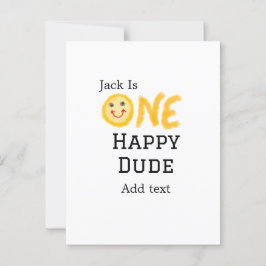 Eén blije vent 1e verjaardag smiley geel briefkaart