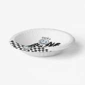 Eén blije vent blauwe blije gezicht verjaardag papieren kommen (Gebogen)