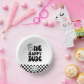 Eén blije vent blauwe blije gezicht verjaardag papieren kommen (Feest)