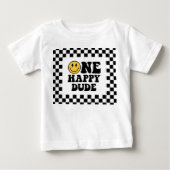 Eén blije vent verjaardagsshirt met ruitjes  (Voorkant)