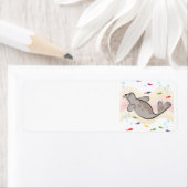 Een blije zeeen leeuw etiket (Insitu)