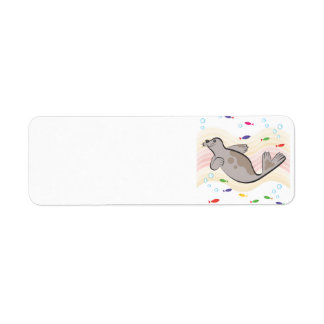 Een blije zeeen leeuw etiket