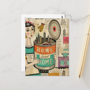Een blik home sweet home collage briefkaart