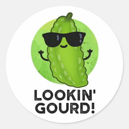Een blik op Gourd Funny Cool Veggie Pun Ronde Sticker (Voorkant)