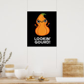 Een blik op Gourd Funny Veggie Pun Dark BG Poster (Keuken)