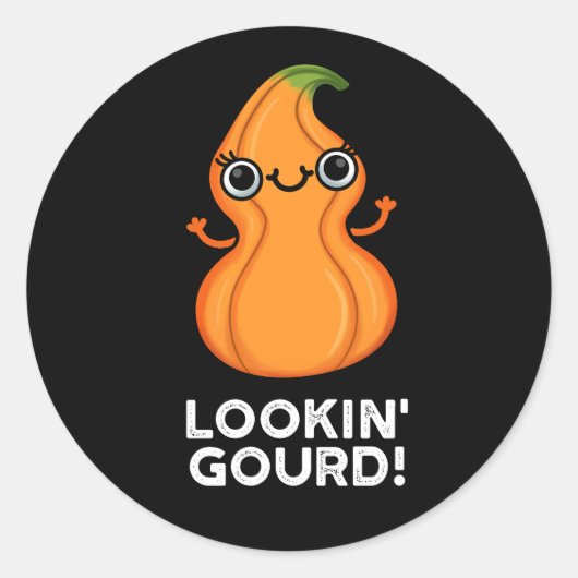 Een blik op Gourd Funny Veggie Pun Dark BG Ronde Sticker (Voorkant)