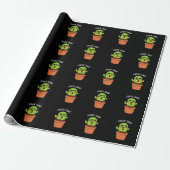 Een blik op Sharp Funny Cactus Pun Dark BG Cadeaupapier (Uitgerold)