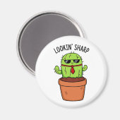 Een blik op Sharp Funny Cactus Pun Magneet (Voorkant / Achterkant)