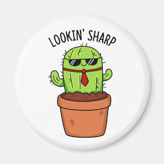 Een blik op Sharp Funny Cactus Pun Magneet (Voorkant)