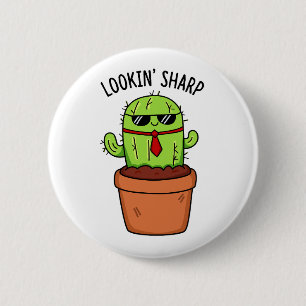 Een blik op Sharp Funny Cactus Pun Ronde Button 5,7 Cm