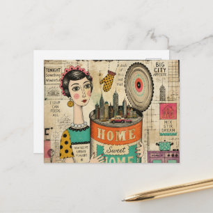 Een blikje home sweet home collage briefkaart