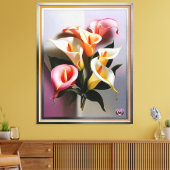 Een bloei van Calla lelies in pastelkleuren Canvas Afdruk (Insitu (Woonkamer))