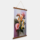 Een bloei van Calla lelies in pastelkleuren Hangend Wandkleed (Gebogen)