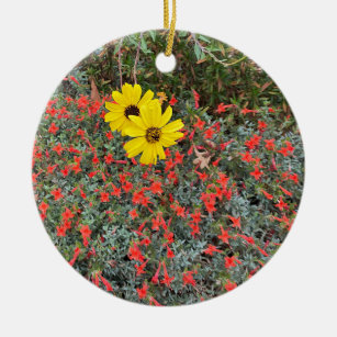 Een bloeiend Californië: Fuchsia Sunflower Keramisch Ornament