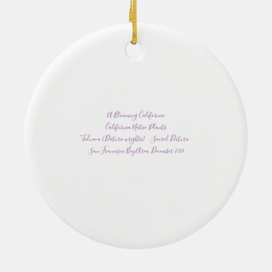 Een bloeiend Californië: Sacred Datura Ceramic Orn Keramisch Ornament (Achterkant)