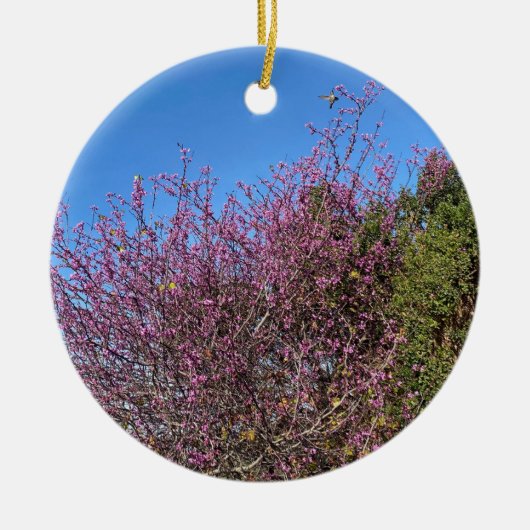 Een bloeiend Californië: Westerne Redbud Keramisch Ornament (Voorkant)