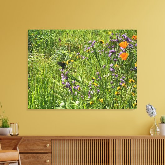 Een bloeiend Californië: Wildbloemen Canvas Afdruk (Insitu (Woonkamer))