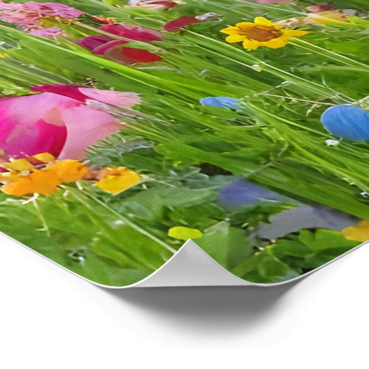 Een bloeiend uitzicht met mooie weide in de lente poster (Hoek)