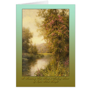 Een bloeiende wijn langs een wandelende rivier