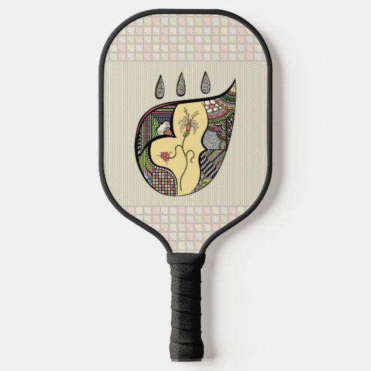 Een bloem binnen pickleball paddle (Voorkant)