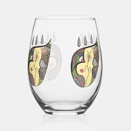 Een Bloem Binnen Wijnglas Zonder Voet (Voorkant)