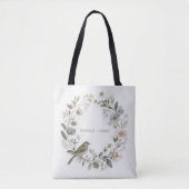 Een  bloem en een vogeltje tote bag (Voorkant)
