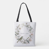 Een  bloem en een vogeltje tote bag (Achterkant)
