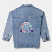 Een bloem gemaakt van verf vlekken denim jacket (Achterkant)
