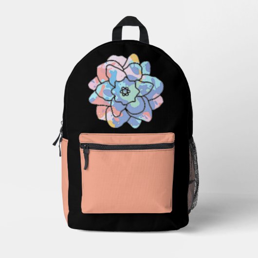 Een bloem gemaakt van verfvlekken bedrukte rugzak (Voorkant)