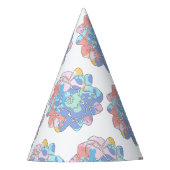 Een bloem gemaakt van verfvlekken feesthoedjes (Voorkant)