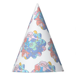 Een bloem gemaakt van verfvlekken feesthoedjes