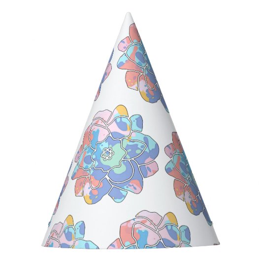 Een bloem gemaakt van verfvlekken feesthoedjes (Voorkant)