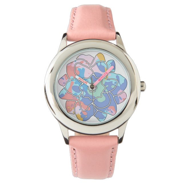 Een bloem gemaakt van verfvlekken horloge (Voorkant)