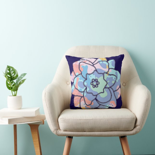 Een bloem gemaakt van verfvlekken kussen (Stoel)