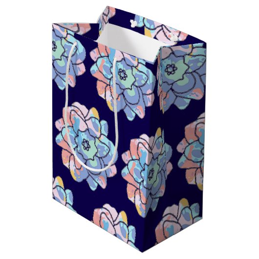 Een bloem gemaakt van verfvlekken medium cadeauzakje (Achterkant Gekanteld)