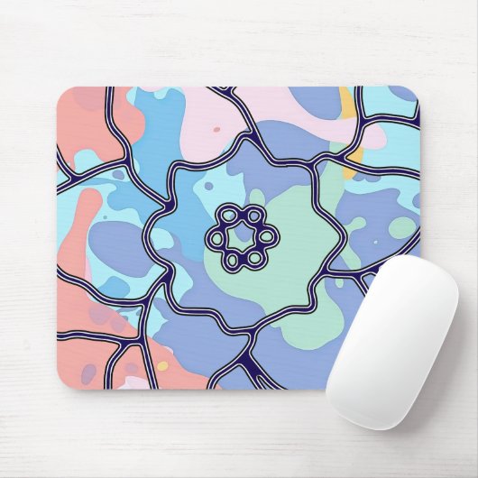 Een bloem gemaakt van verfvlekken muismat (Met muis)