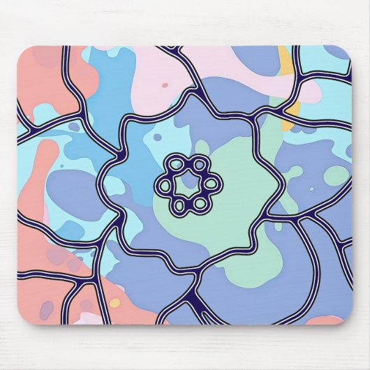 Een bloem gemaakt van verfvlekken muismat (Voorkant)