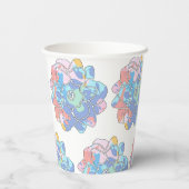 Een bloem gemaakt van verfvlekken papieren bekers (Achterkant)