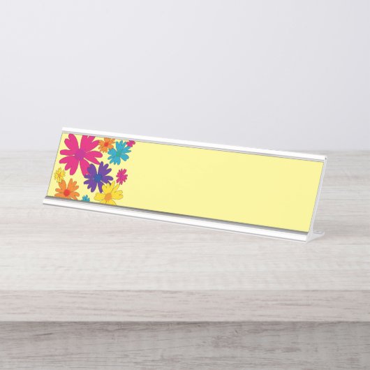 Een bloembed van melkbloemen bureau naambordje (Voorkant)