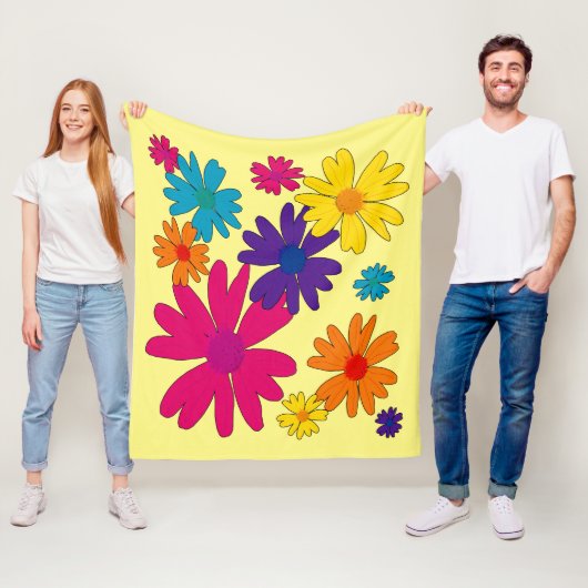 Een bloembed van melkbloemen fleece deken (In situ)