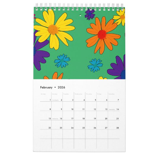 Een bloembed van melkbloemen kalender (Feb 2026)