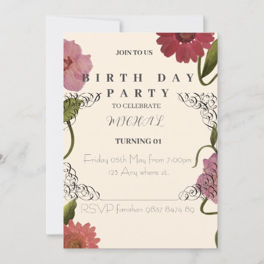 Een bloemen aangepaste leeftijd geboorte dag uitno kaart (Voorkant)