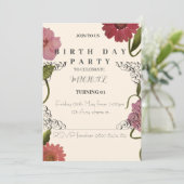 Een bloemen aangepaste leeftijd geboorte dag uitno kaart (Staand voorkant)