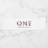 Eén, Bloemen eerste verjaardag Waterfles Etiket (Enkel label)